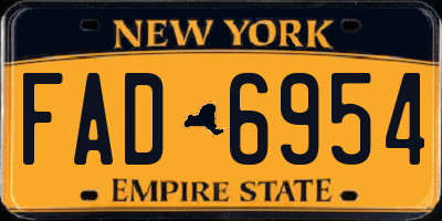 NY license plate FAD6954
