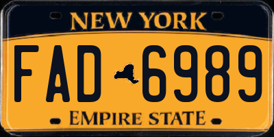NY license plate FAD6989
