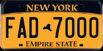 NY license plate FAD7000
