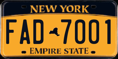 NY license plate FAD7001