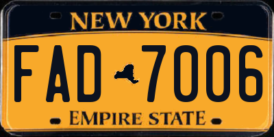 NY license plate FAD7006