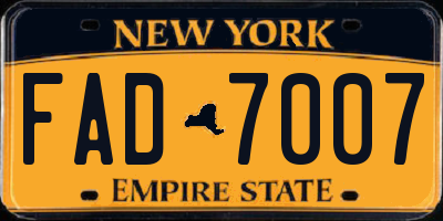 NY license plate FAD7007