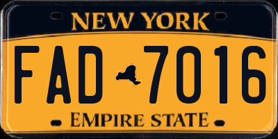 NY license plate FAD7016