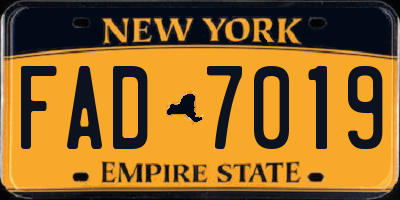 NY license plate FAD7019