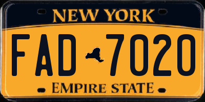 NY license plate FAD7020