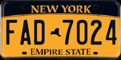 NY license plate FAD7024