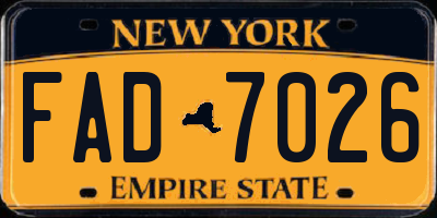 NY license plate FAD7026