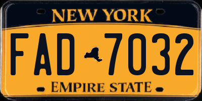 NY license plate FAD7032