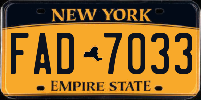 NY license plate FAD7033