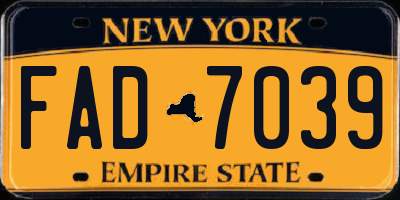 NY license plate FAD7039