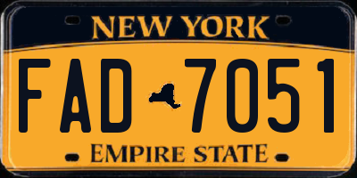 NY license plate FAD7051
