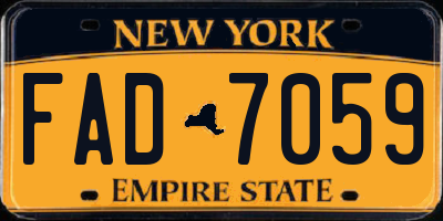 NY license plate FAD7059