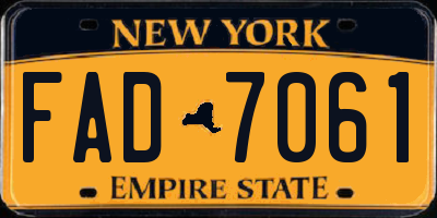 NY license plate FAD7061