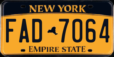 NY license plate FAD7064