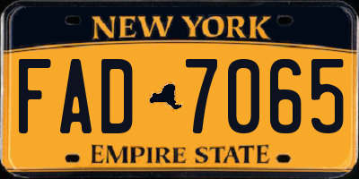 NY license plate FAD7065