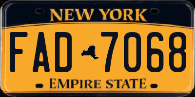 NY license plate FAD7068