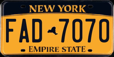 NY license plate FAD7070