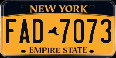 NY license plate FAD7073
