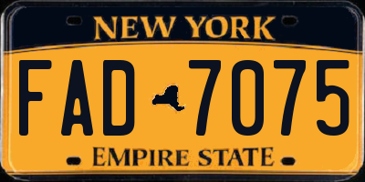 NY license plate FAD7075