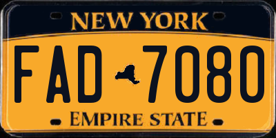 NY license plate FAD7080