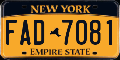 NY license plate FAD7081