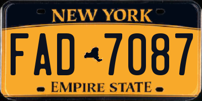 NY license plate FAD7087