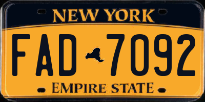 NY license plate FAD7092