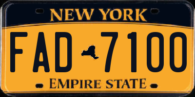 NY license plate FAD7100