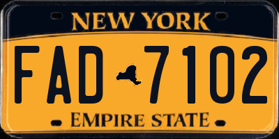 NY license plate FAD7102