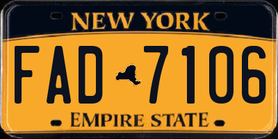 NY license plate FAD7106
