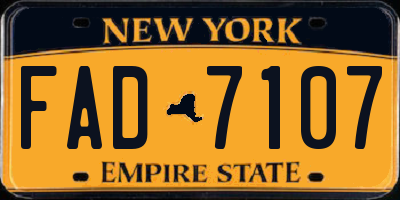 NY license plate FAD7107