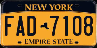 NY license plate FAD7108