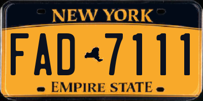 NY license plate FAD7111