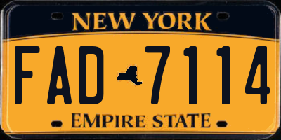 NY license plate FAD7114