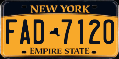 NY license plate FAD7120