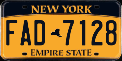 NY license plate FAD7128