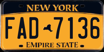 NY license plate FAD7136