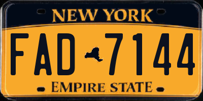 NY license plate FAD7144
