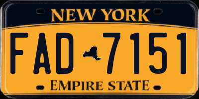 NY license plate FAD7151