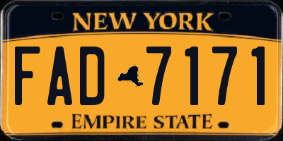 NY license plate FAD7171