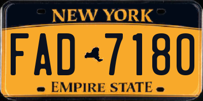 NY license plate FAD7180