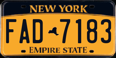 NY license plate FAD7183