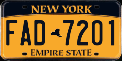 NY license plate FAD7201