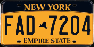 NY license plate FAD7204