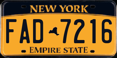 NY license plate FAD7216