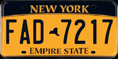 NY license plate FAD7217