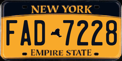 NY license plate FAD7228