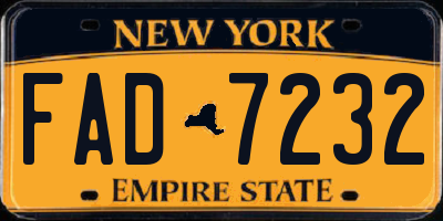 NY license plate FAD7232