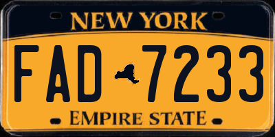 NY license plate FAD7233
