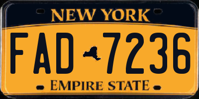 NY license plate FAD7236